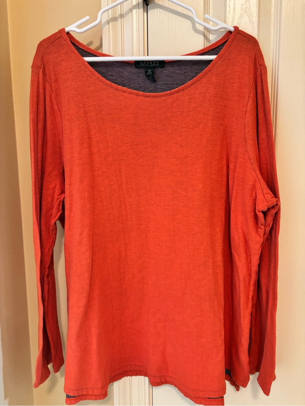 Ralph Lauren Orange Long-Sleeve Scoop Neck Top